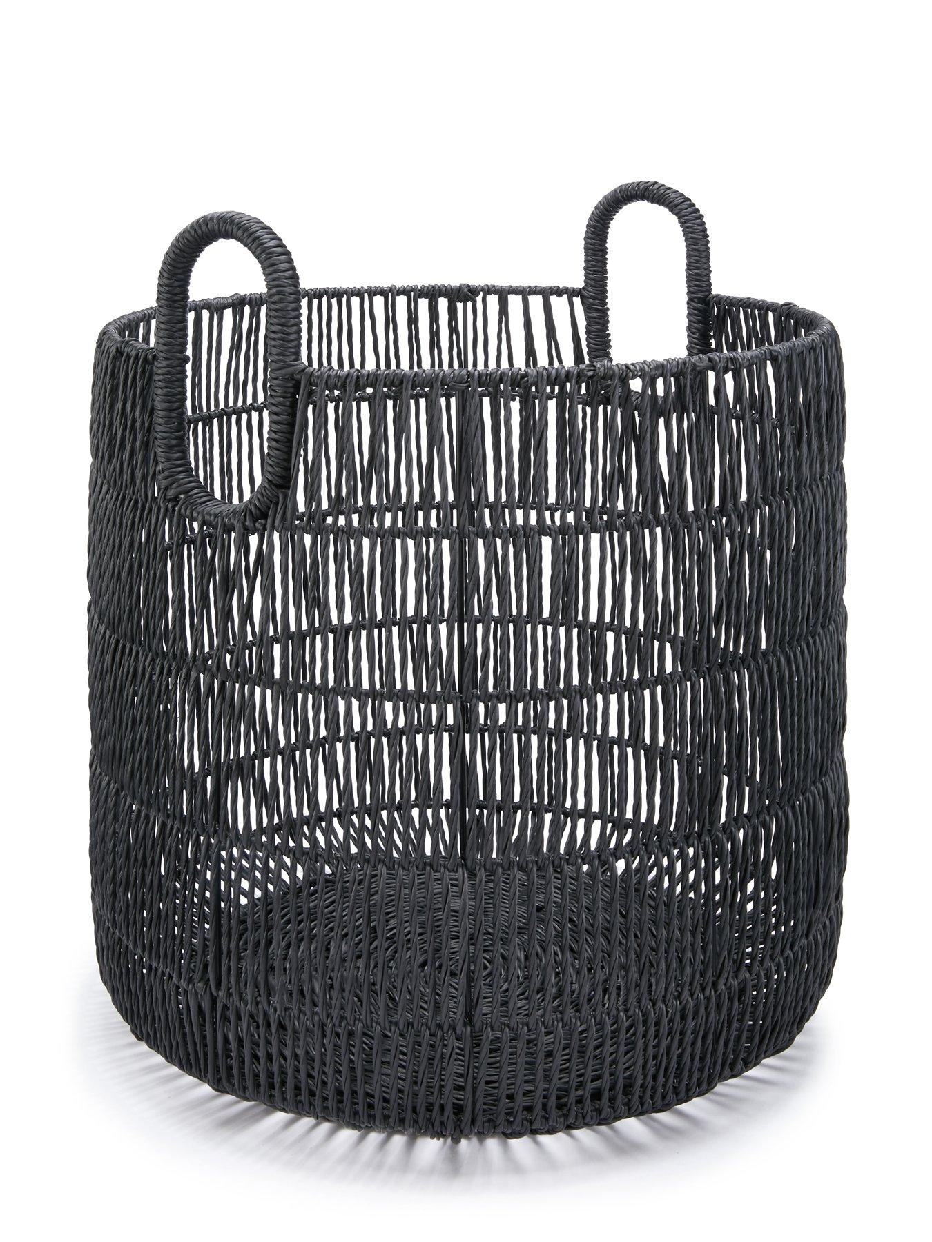 Very Home Poly Rattan Black Basket | very.co.uk