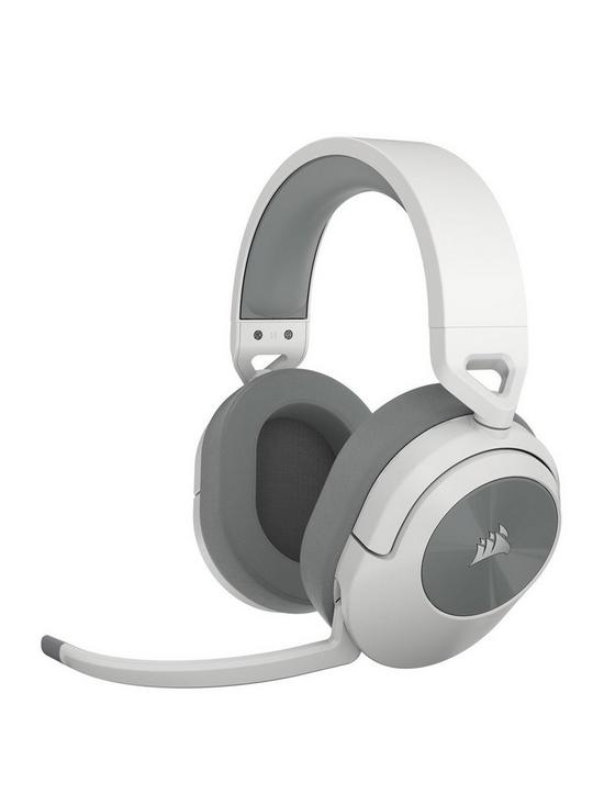 front image of corsair-hs55-surround-wireless-gaming-headset-white