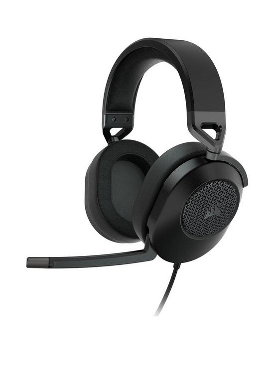 front image of corsair-hs65-surround-wired-gaming-headset-carbon