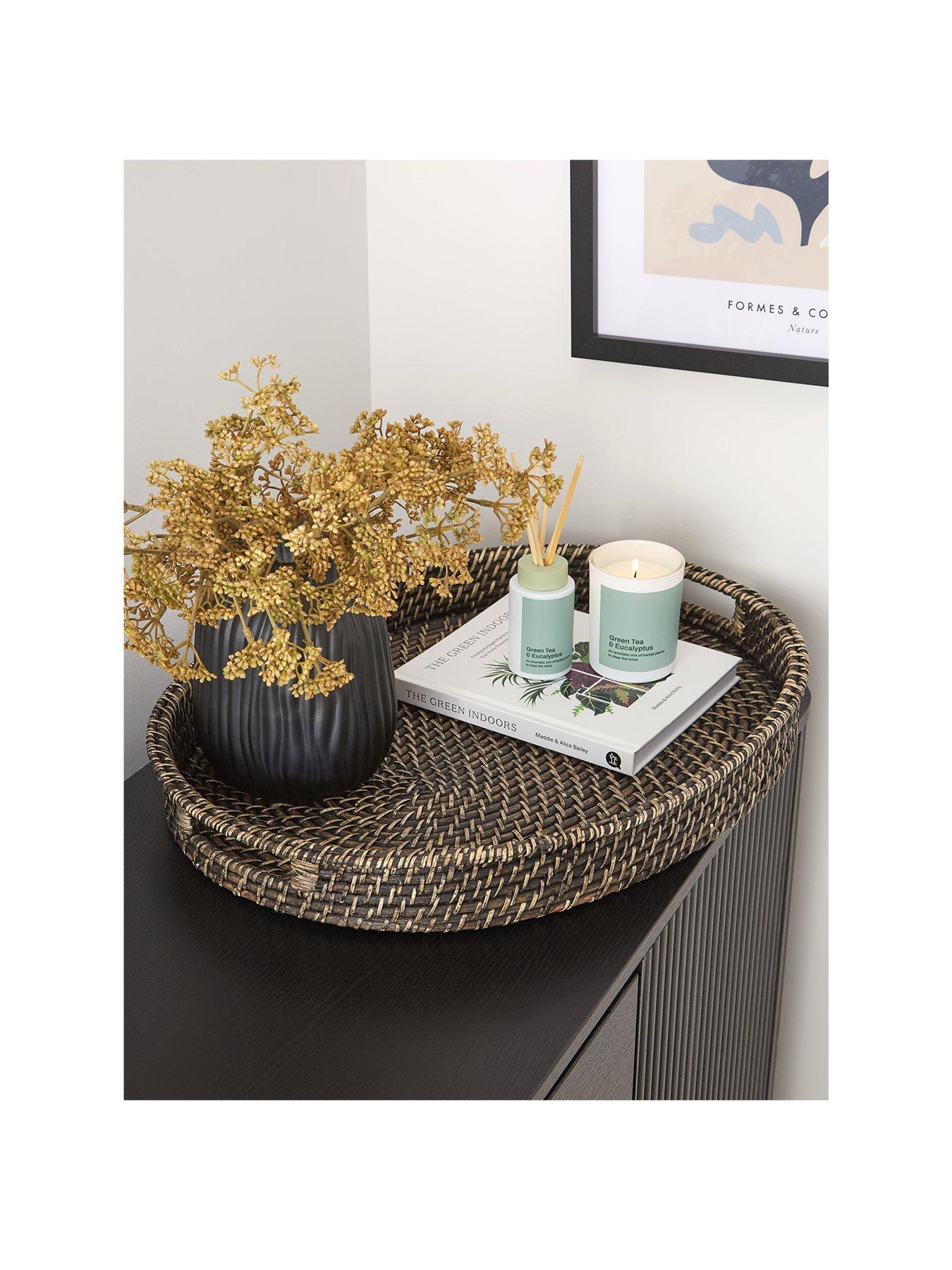 Product photograph of Very Home Rattan Oval Tray from very.co.uk