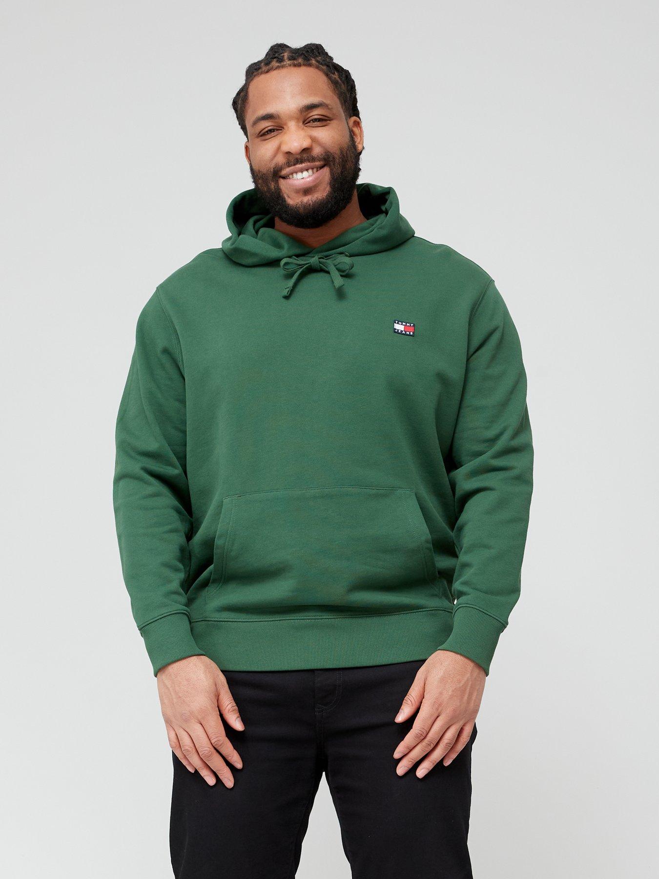 Tommy Jeans Big & Tall Badge Hoodie - Dark Green | very.co.uk