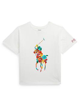 Ralph Lauren Girls Print Boxy T-Shirt - Off White