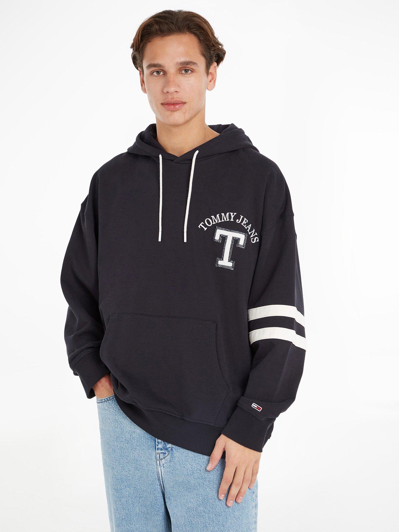 Tommy Jeans Oversized Cb Letterman Hoodie - Blue | very.co.uk