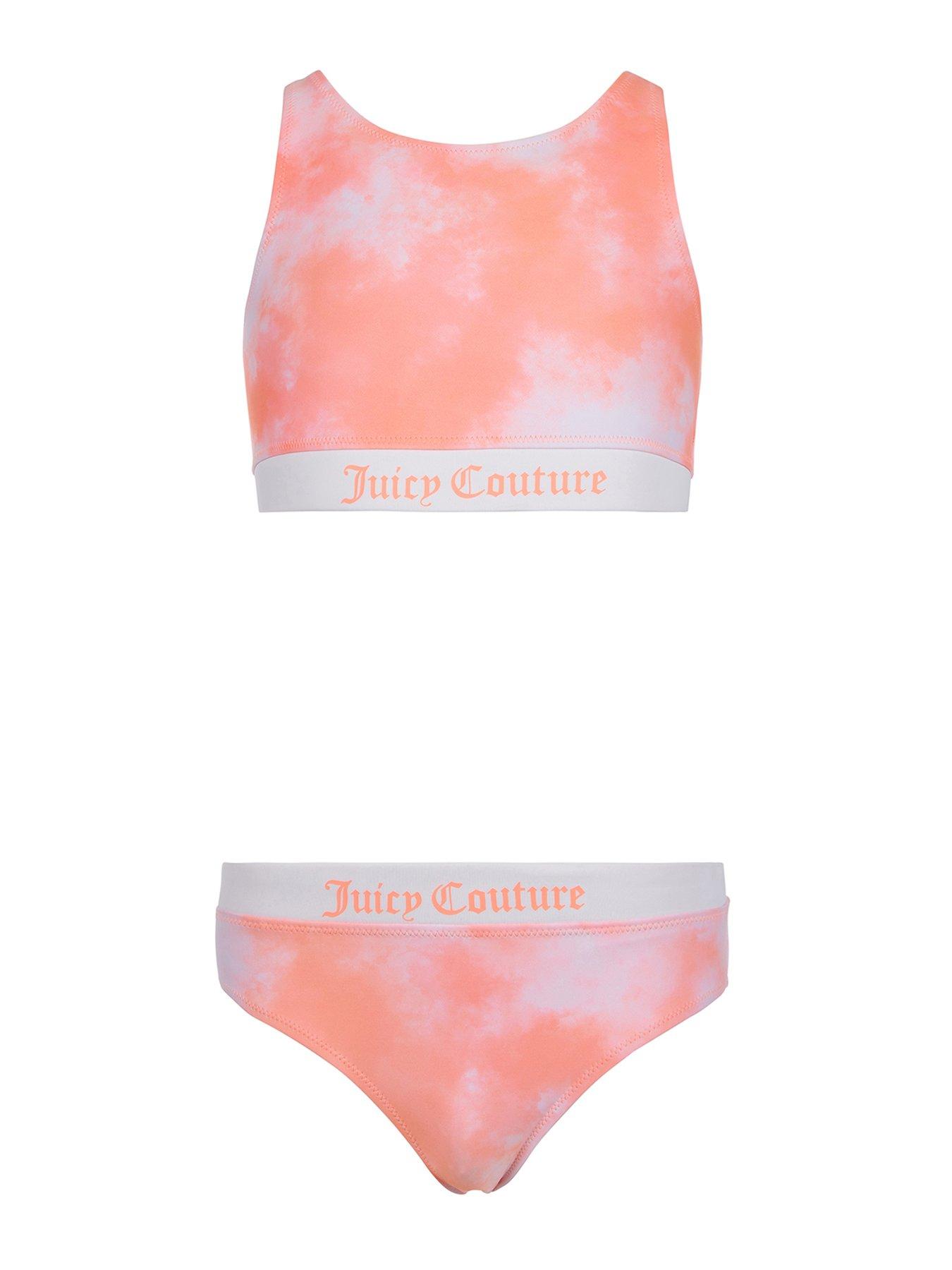 Juicy Couture Girls Logo Elastic Swimset - Bright Pink