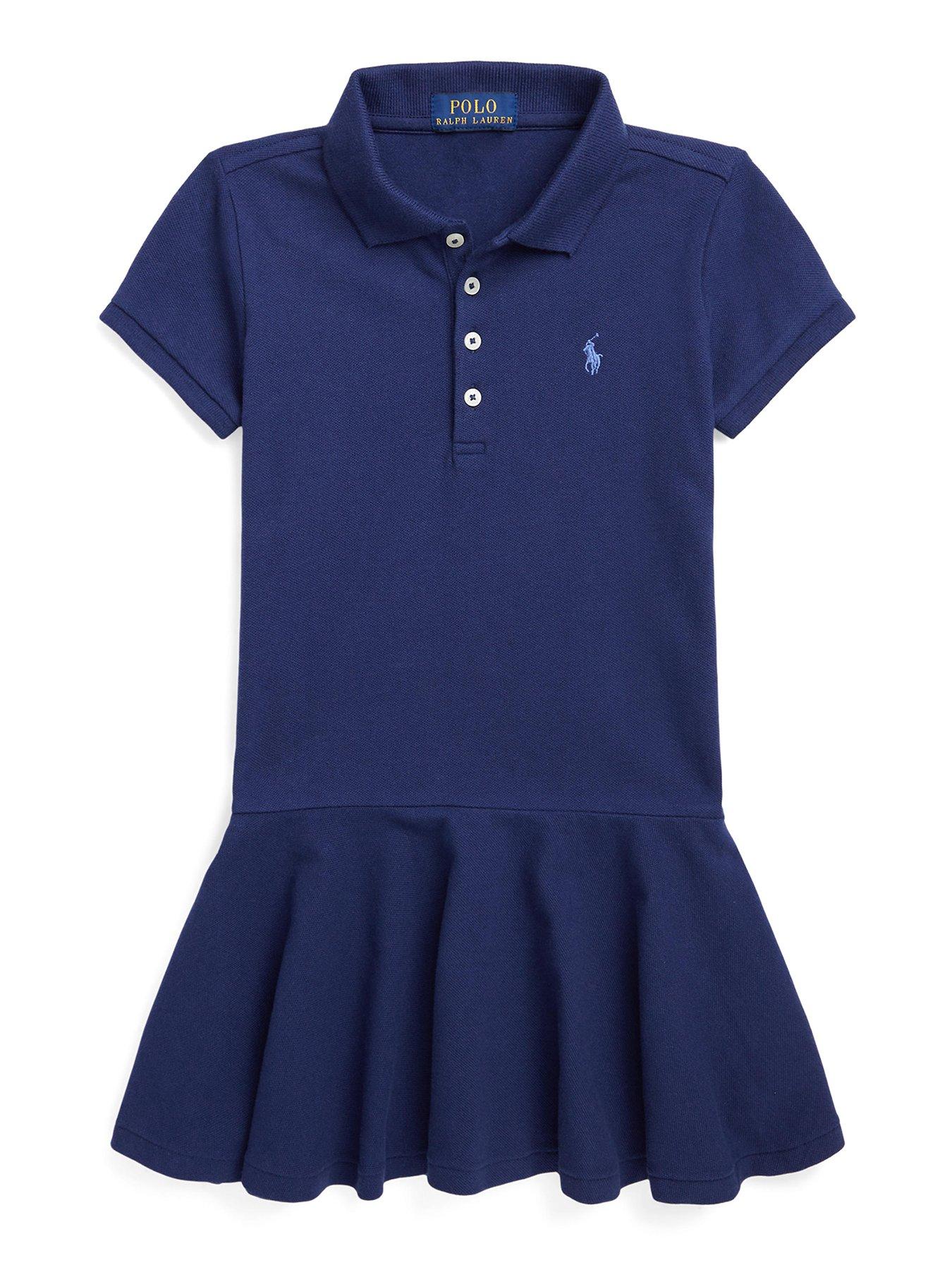 Ralph Lauren Girls Peplum Hem Polo Shirt Dress - Navy | very.co.uk