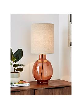 Product photograph of Very Home Emir Glass Table Lamp - Amber from very.co.uk
