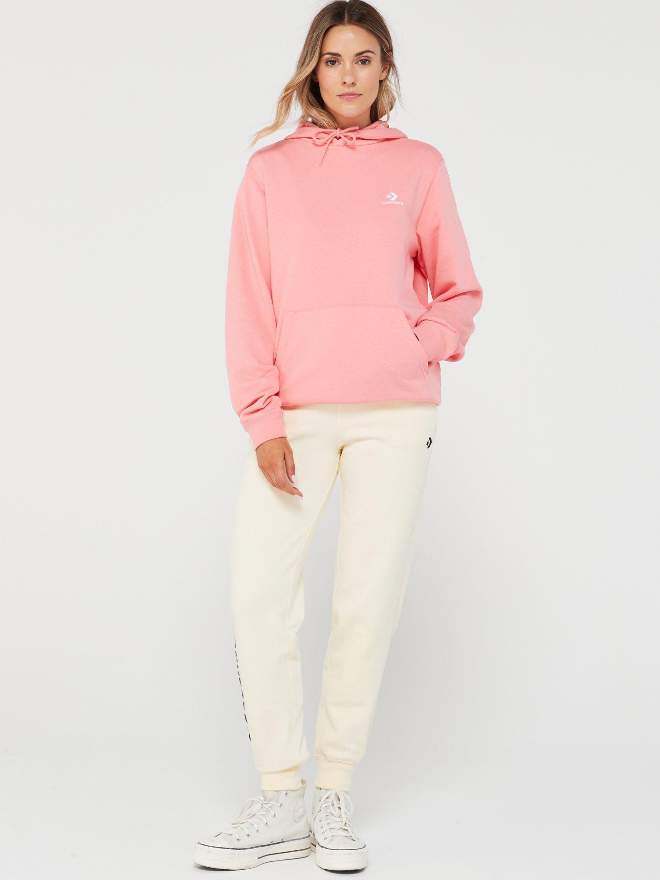 Go To Embroidered Star Chevron Standard Fit Pullover Hoodie Pink
