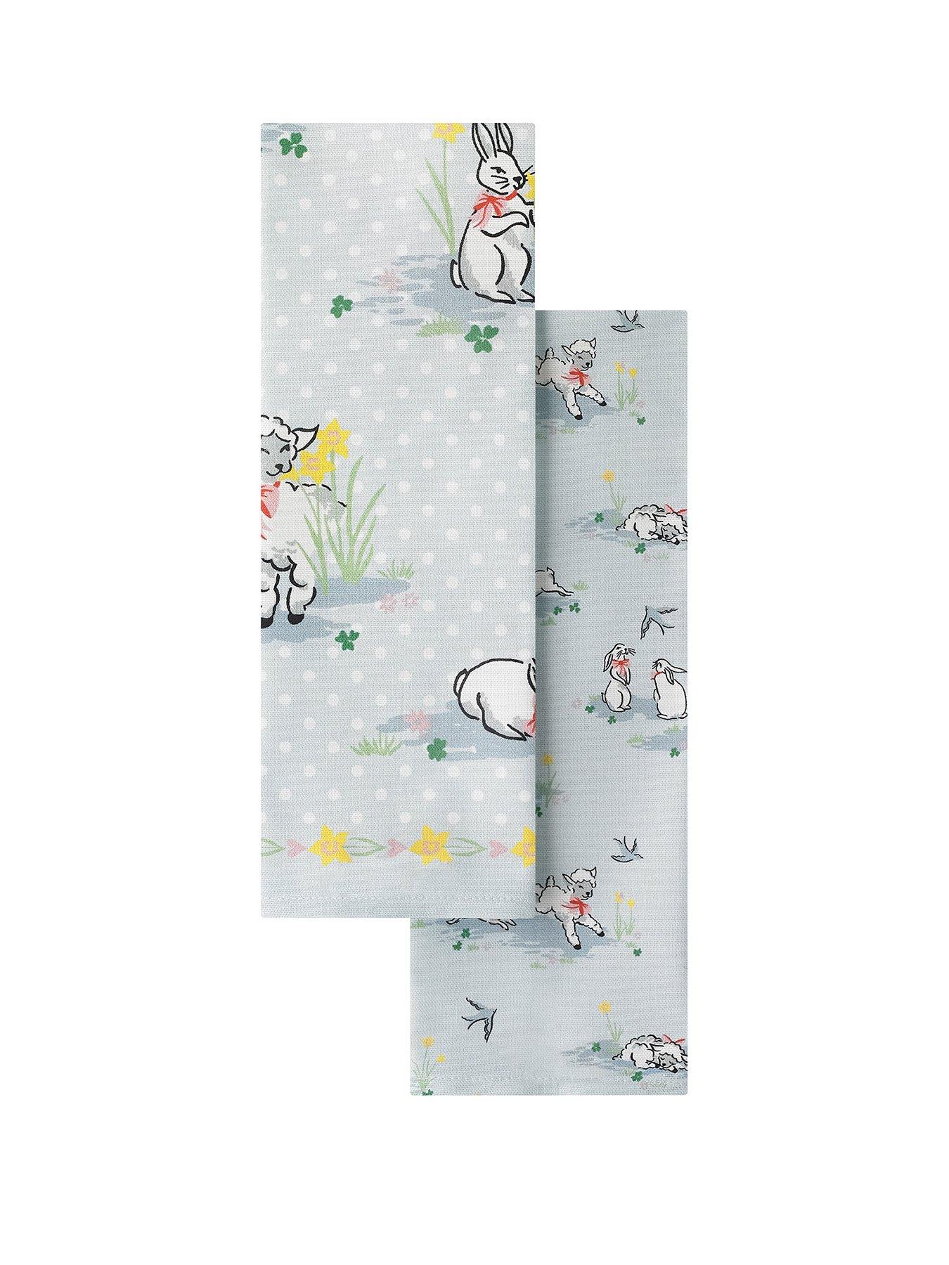 Product photograph of Cath Kidston Set Of 2 Tea Towels - Spring Bunnies Lambs from very.co.uk