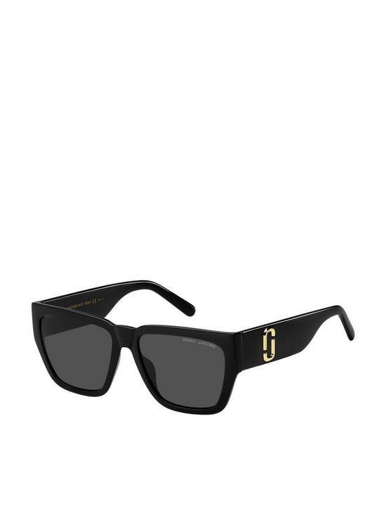 front image of marc-jacobs-large-logo-sunglasses-black