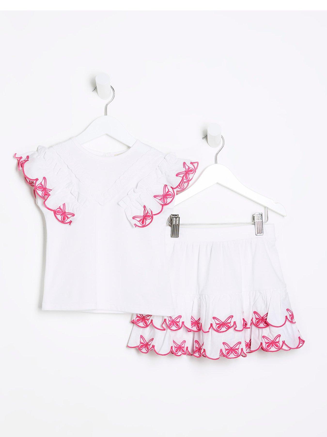 River Island Mini Mini Girls Butterfly Frill Outfit - White | very.co.uk