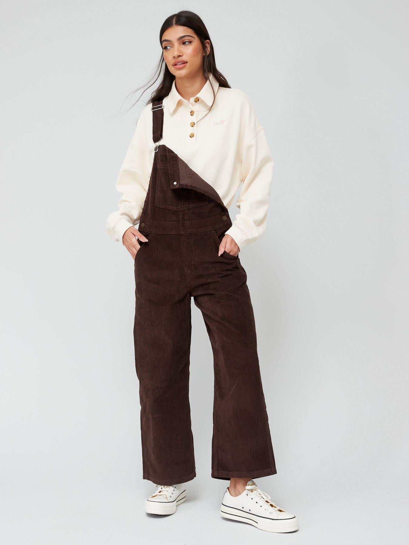 Levi's Wide Leg Cord Dungarees - Mole - Brown