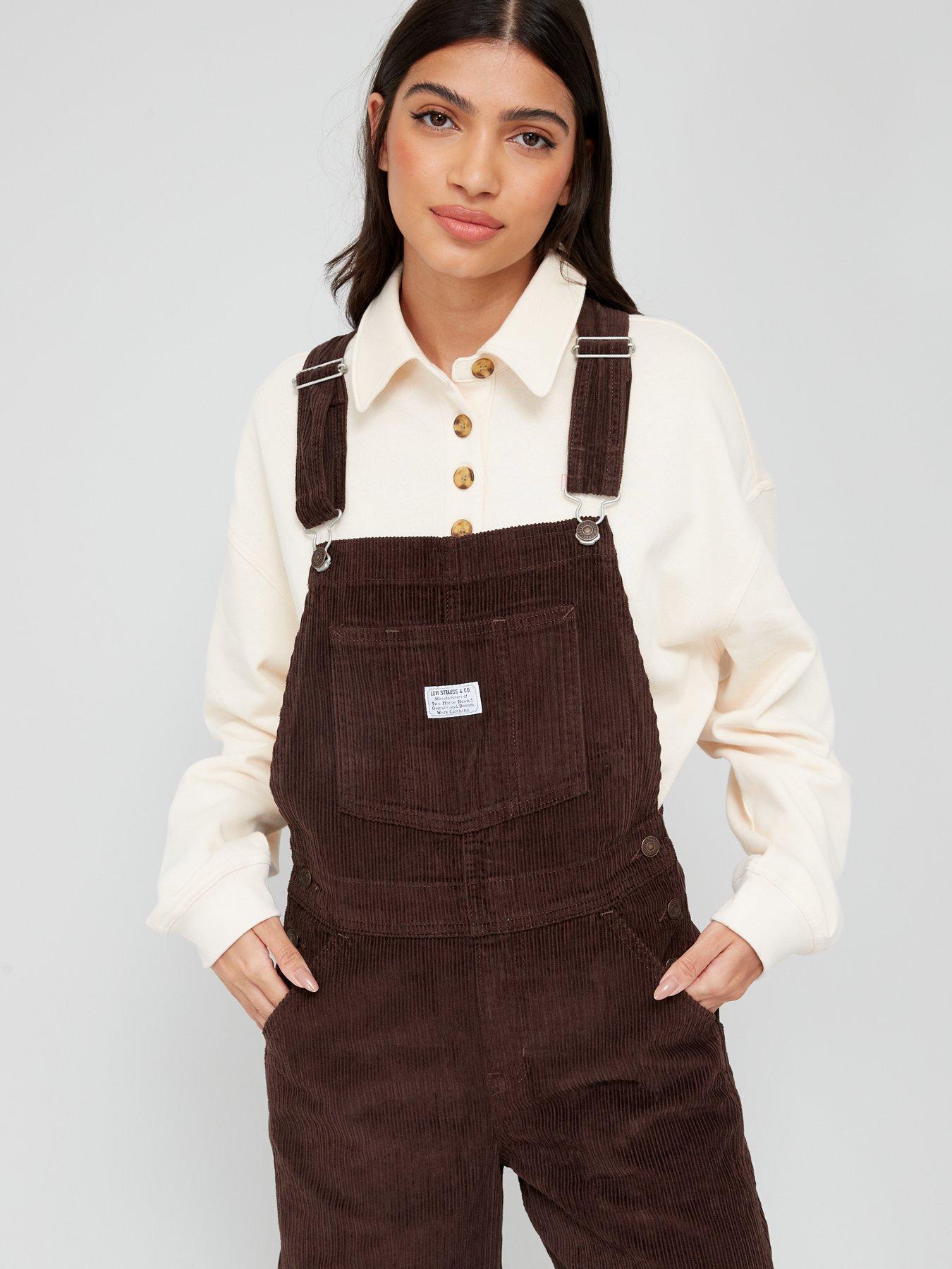 Levi s Wide Leg Cord Dungarees Mole Brown Very