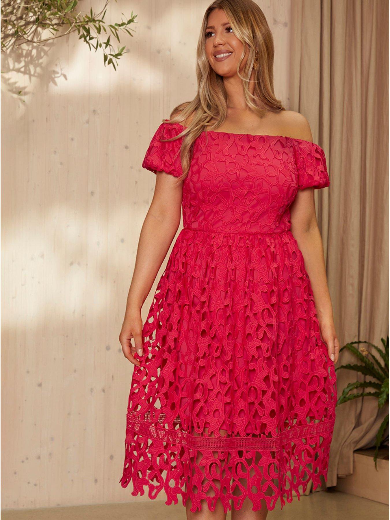 Chi chi 2025 pink bardot dress