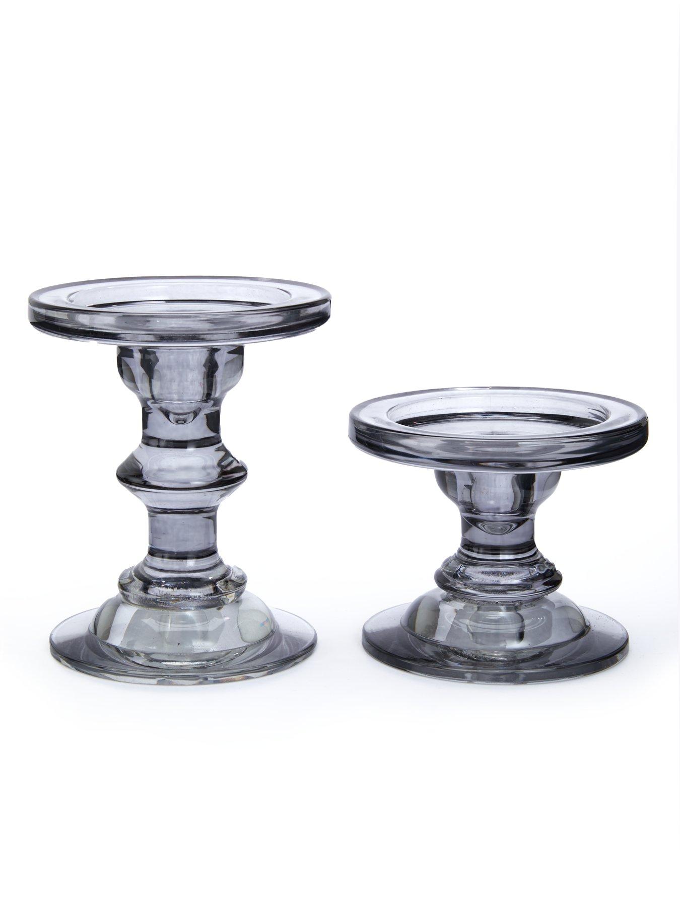 Image 2 of 6 of The Very Collection Smoked Glass Candle Holders