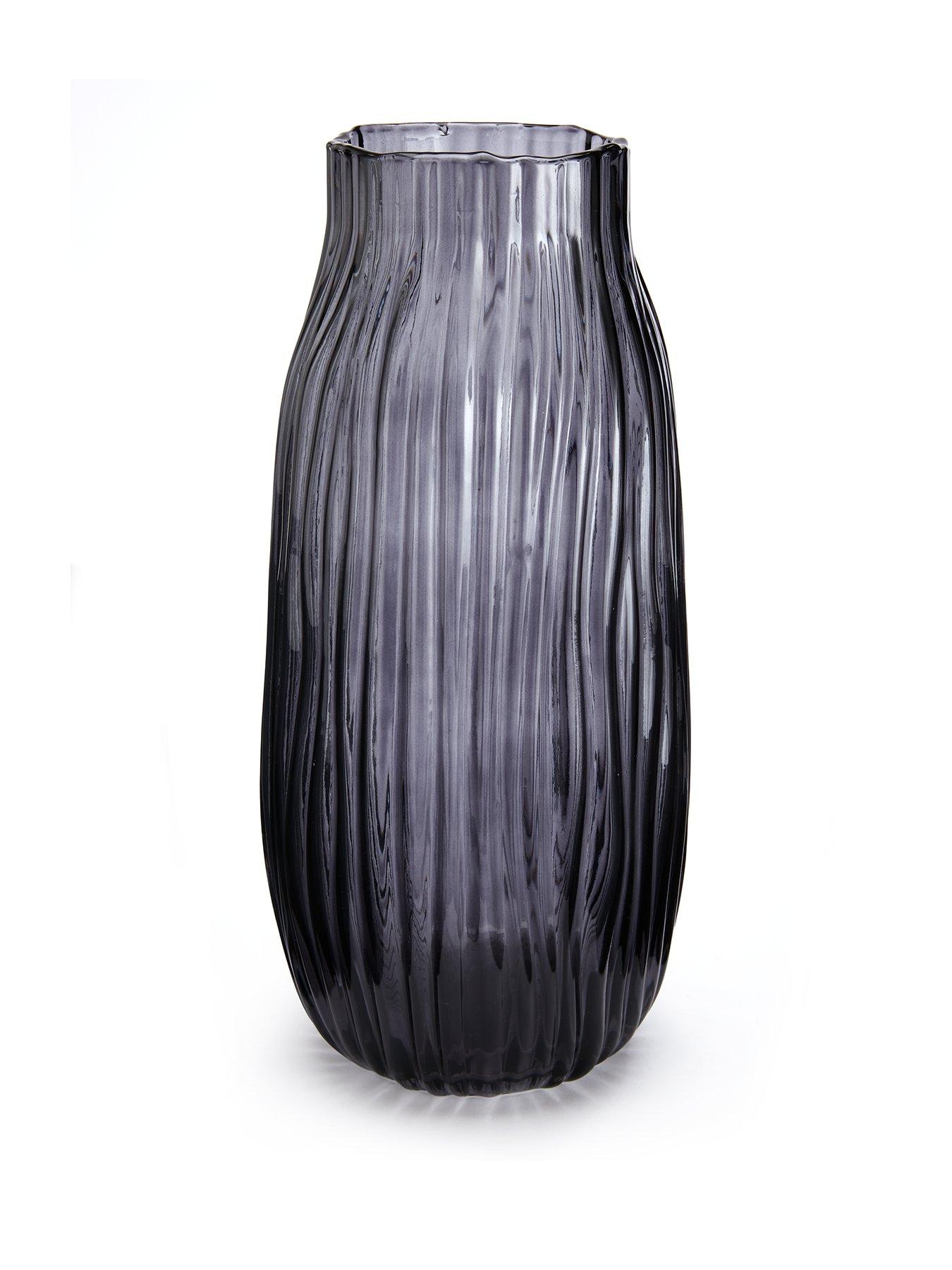 Very Home Ribbed Glass Vase very.co.uk