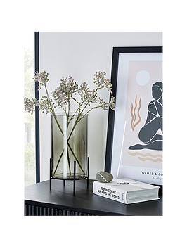 Product photograph of Very Home Cylinder Glass Vase With Metal Stand from very.co.uk