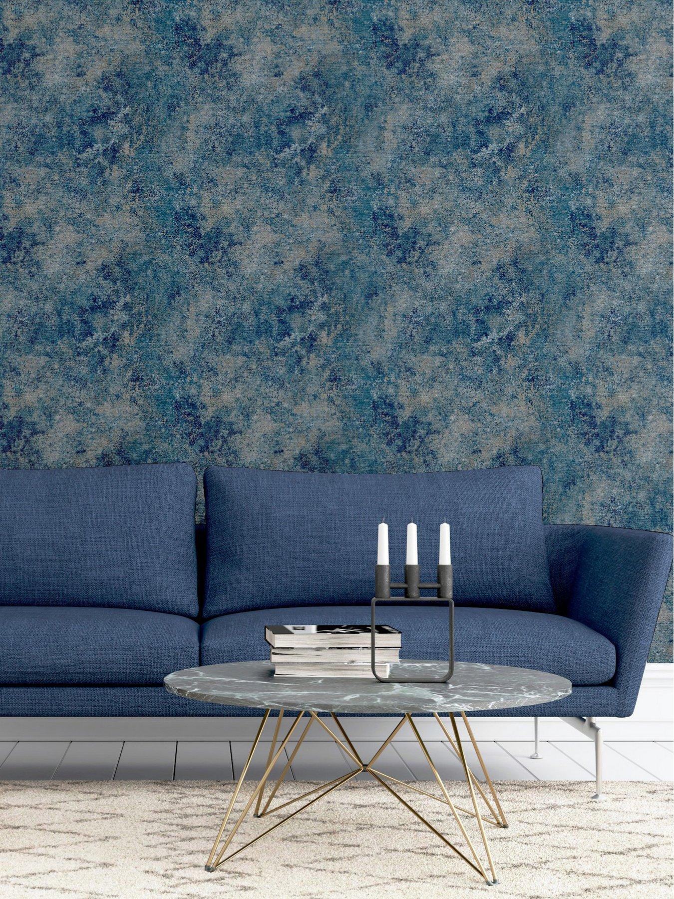 Product photograph of Arthouse Modern Raffia Navy Amp Natural Wallpaper from very.co.uk