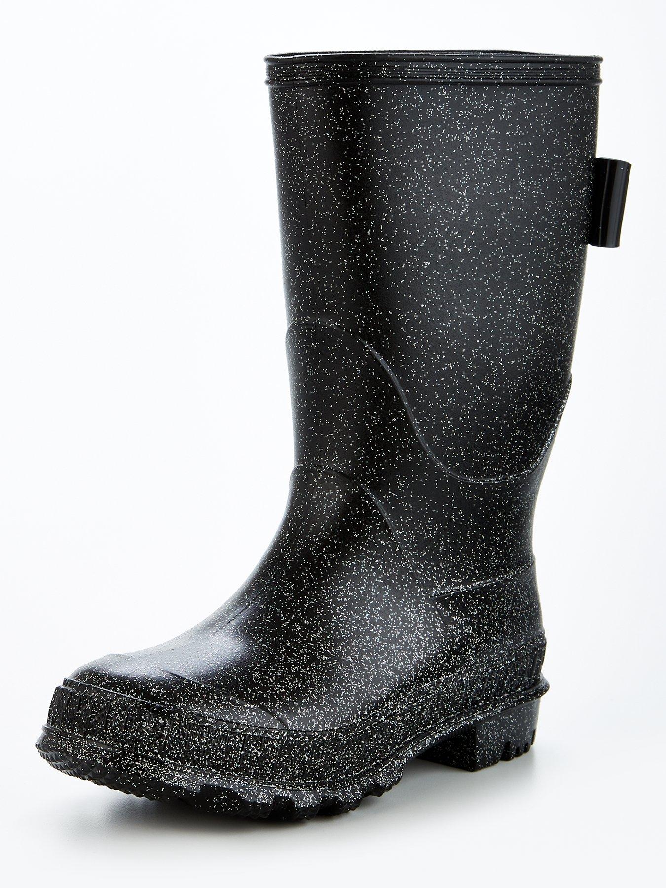 Everyday Girls Glitter Wellies - Black | very.co.uk