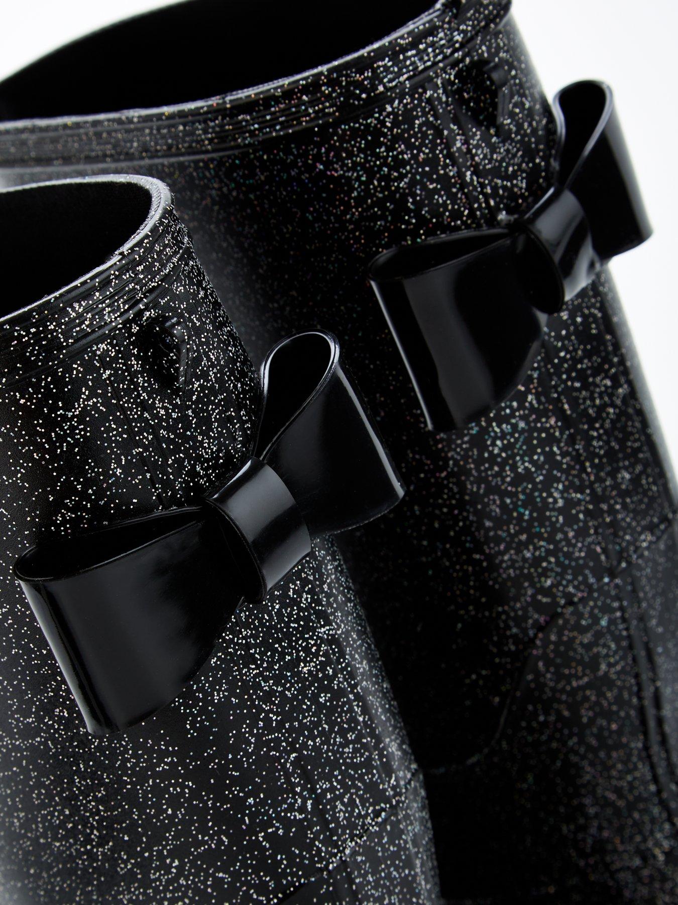 Everyday Girls Glitter Wellies Black Very