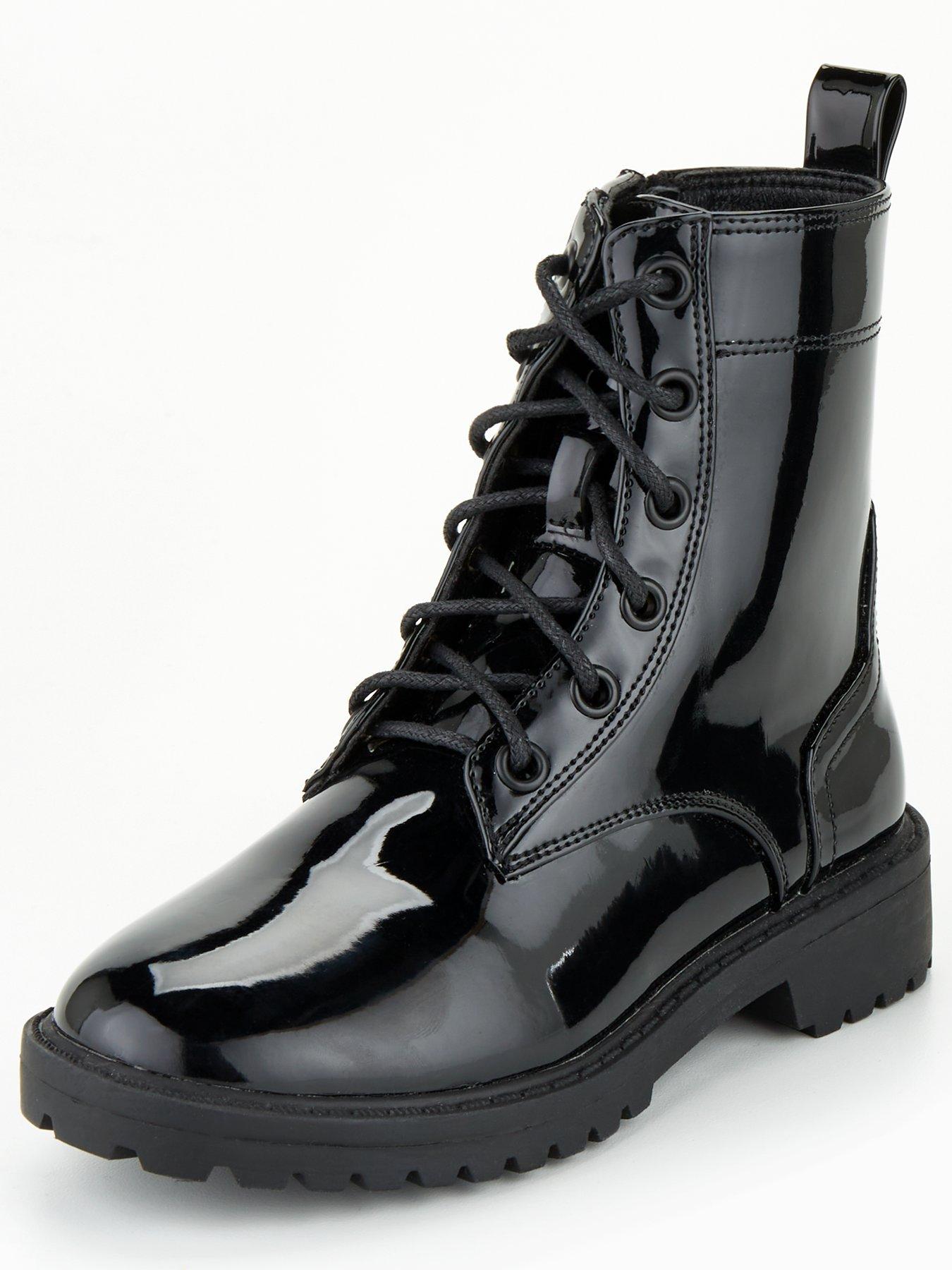 Childrens black lace up hot sale boots