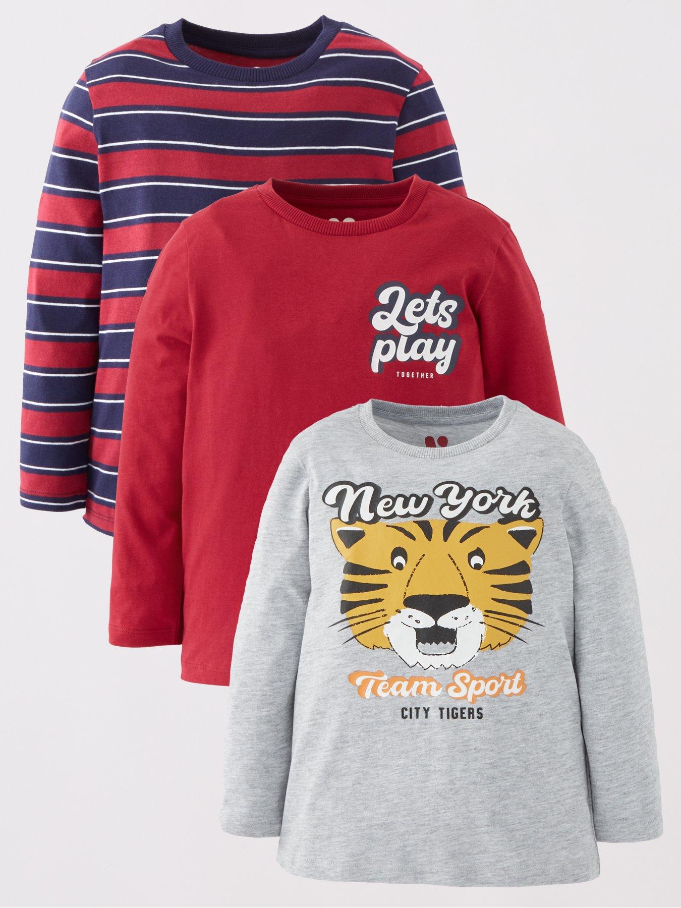 Mini V by Very Boys Long Sleeve Tiger Graphic Tees (3-pack) - Multi ...