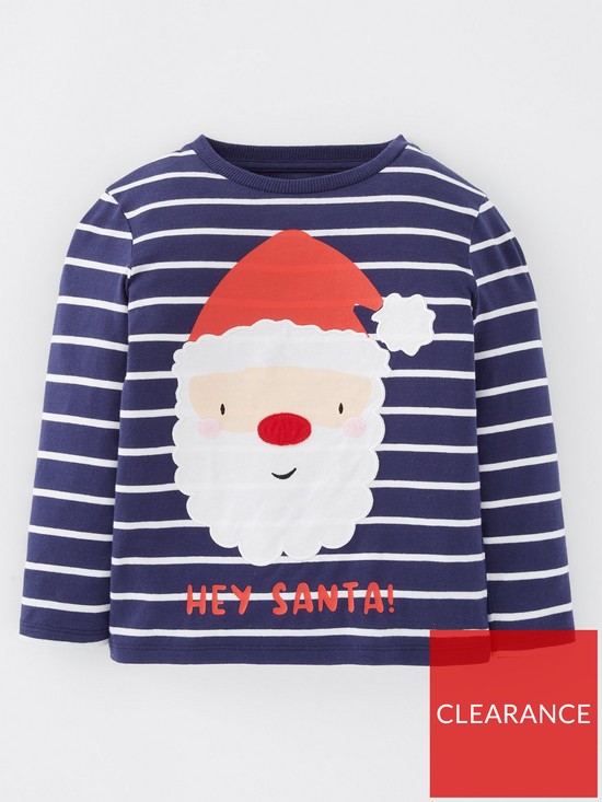 front image of mini-v-by-very-boys-santa-stripe-xmas-t-shirt-multi