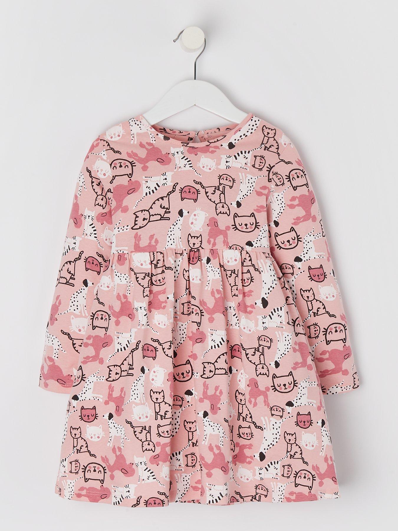 Everyday Girls Pink Cat Dress very.co.uk