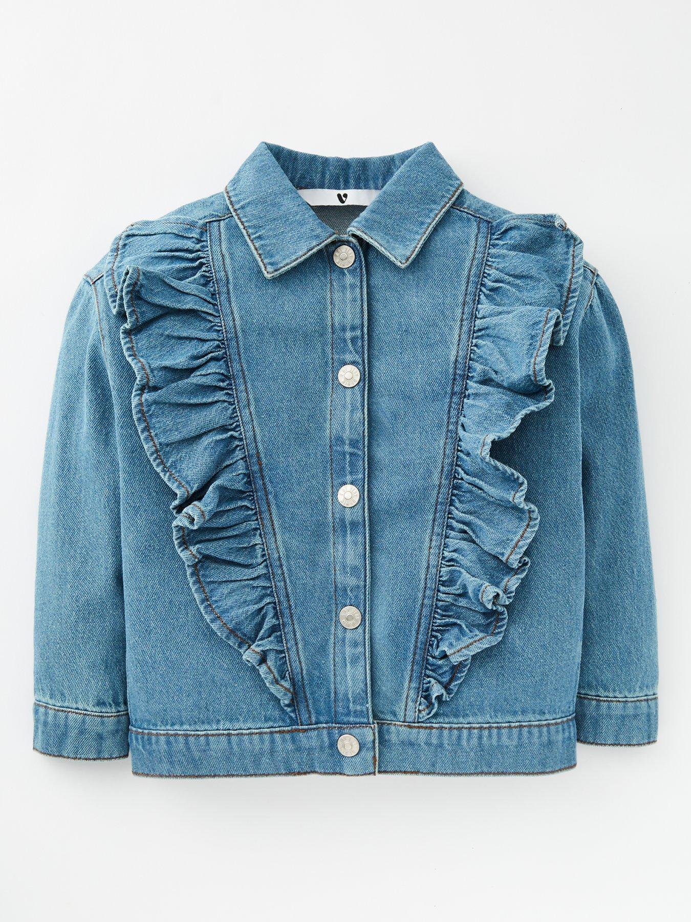 frill shoulder denim jacket