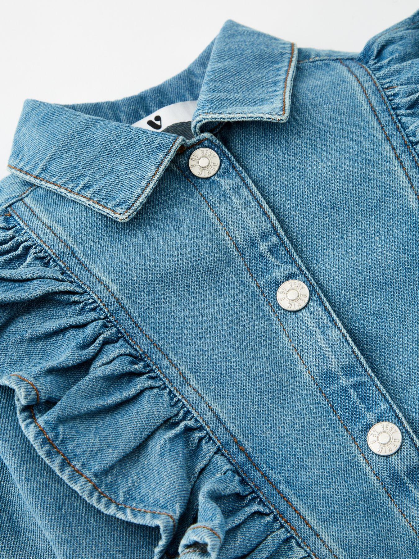 Frill shoulder denim clearance jacket