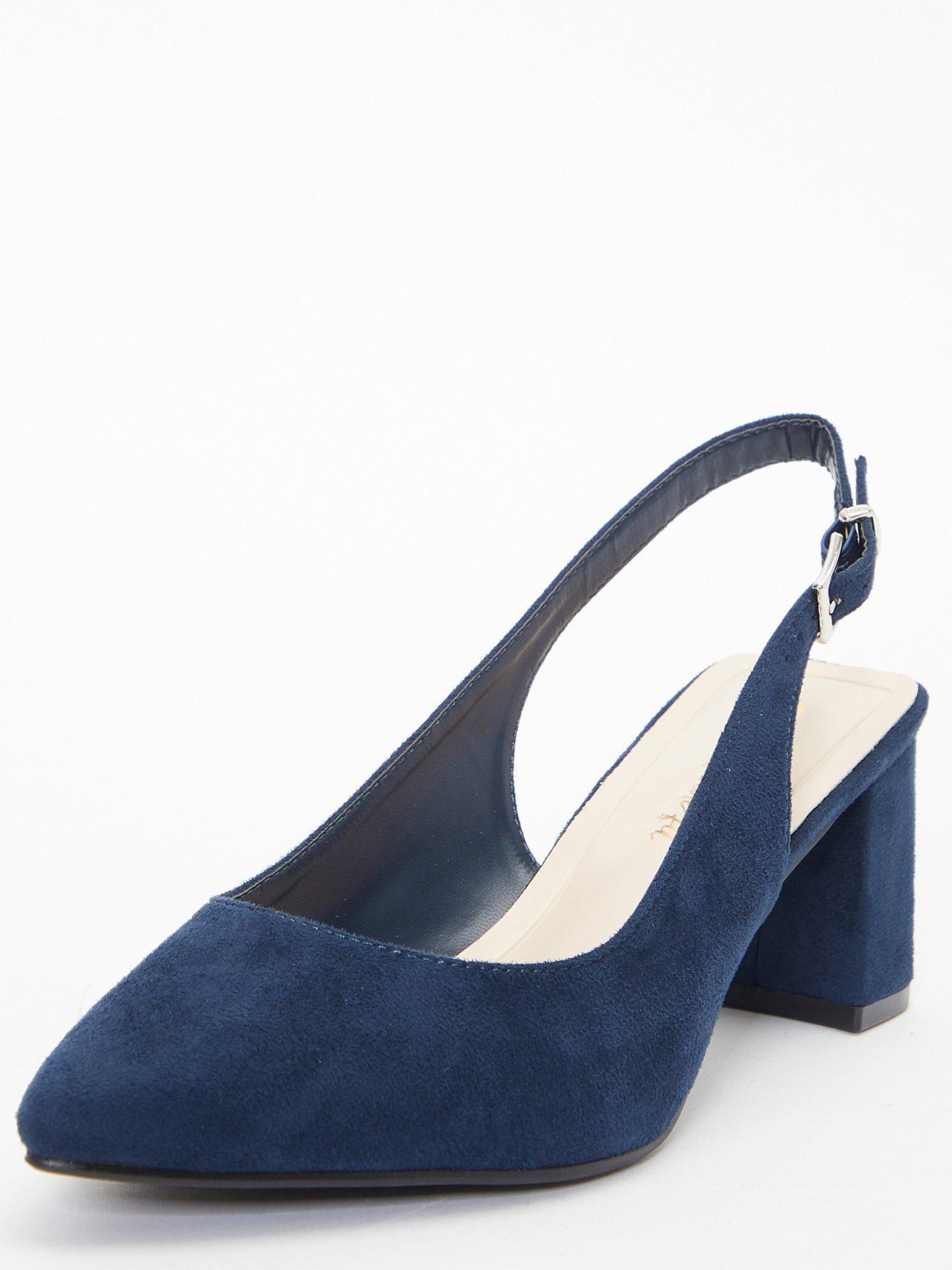 Navy slingback clearance shoes wide fitting