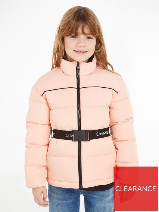 stillFront image of calvin-klein-jeans-girls-logo-tape-belt-jacket-pink