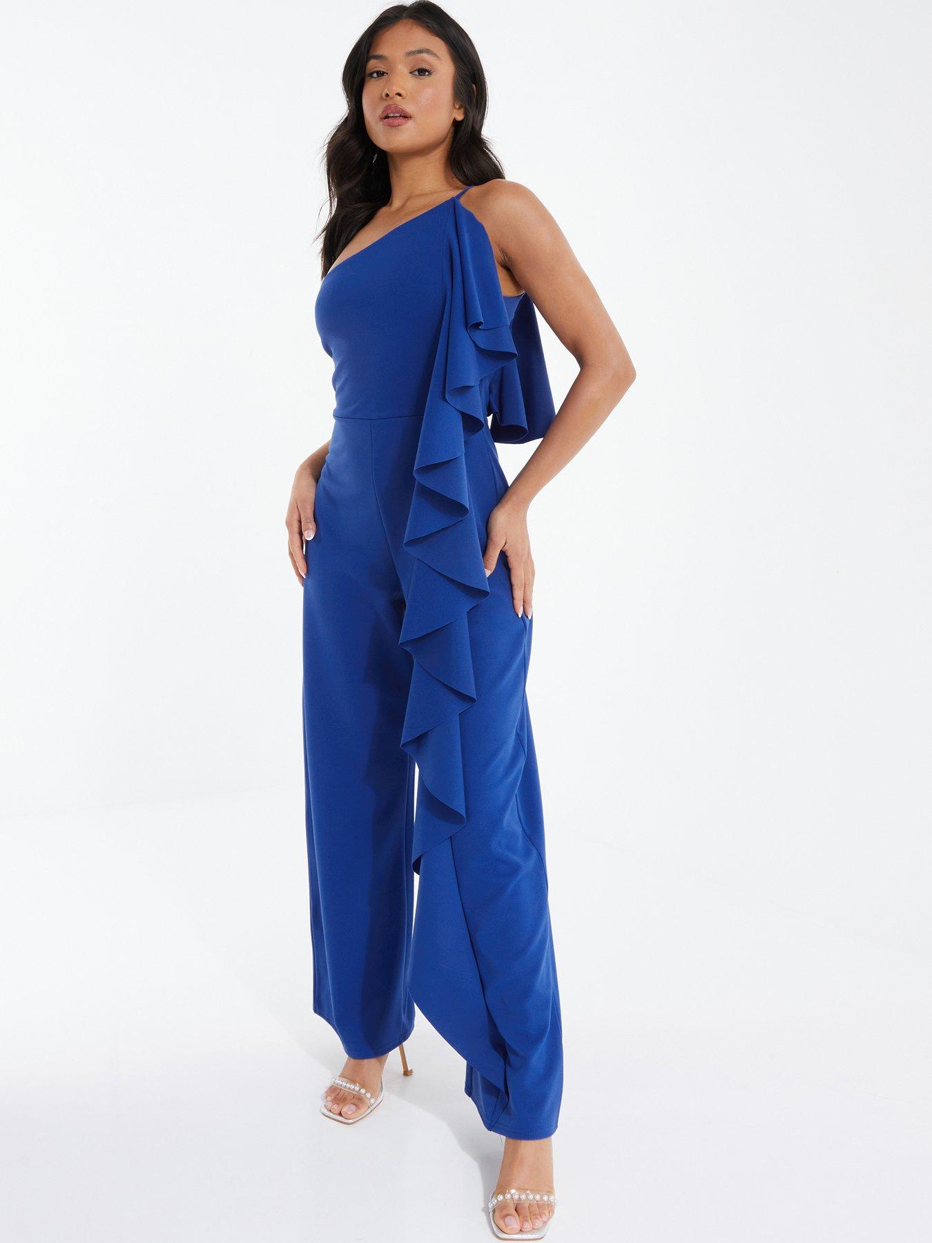 Royal blue best sale one shoulder jumpsuit