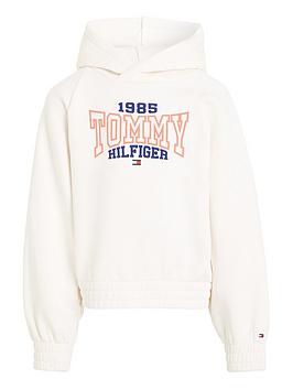tommy hilfiger girls tommy 1985 varsity hoodie - white