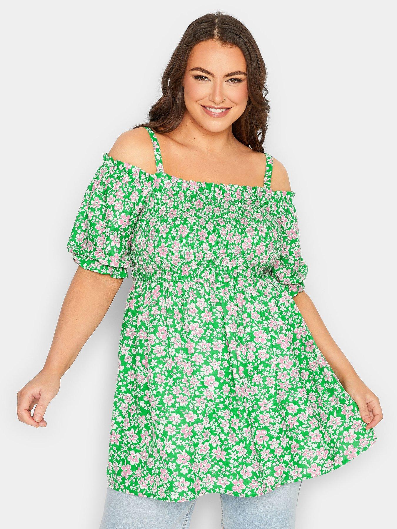 New Look Yellow Summer Cold Shoulder Frill Top - L main image 1