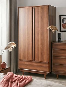 Product photograph of Very Home Marcel 2 Door 1 Drawer Wardrobe - Walnut from very.co.uk