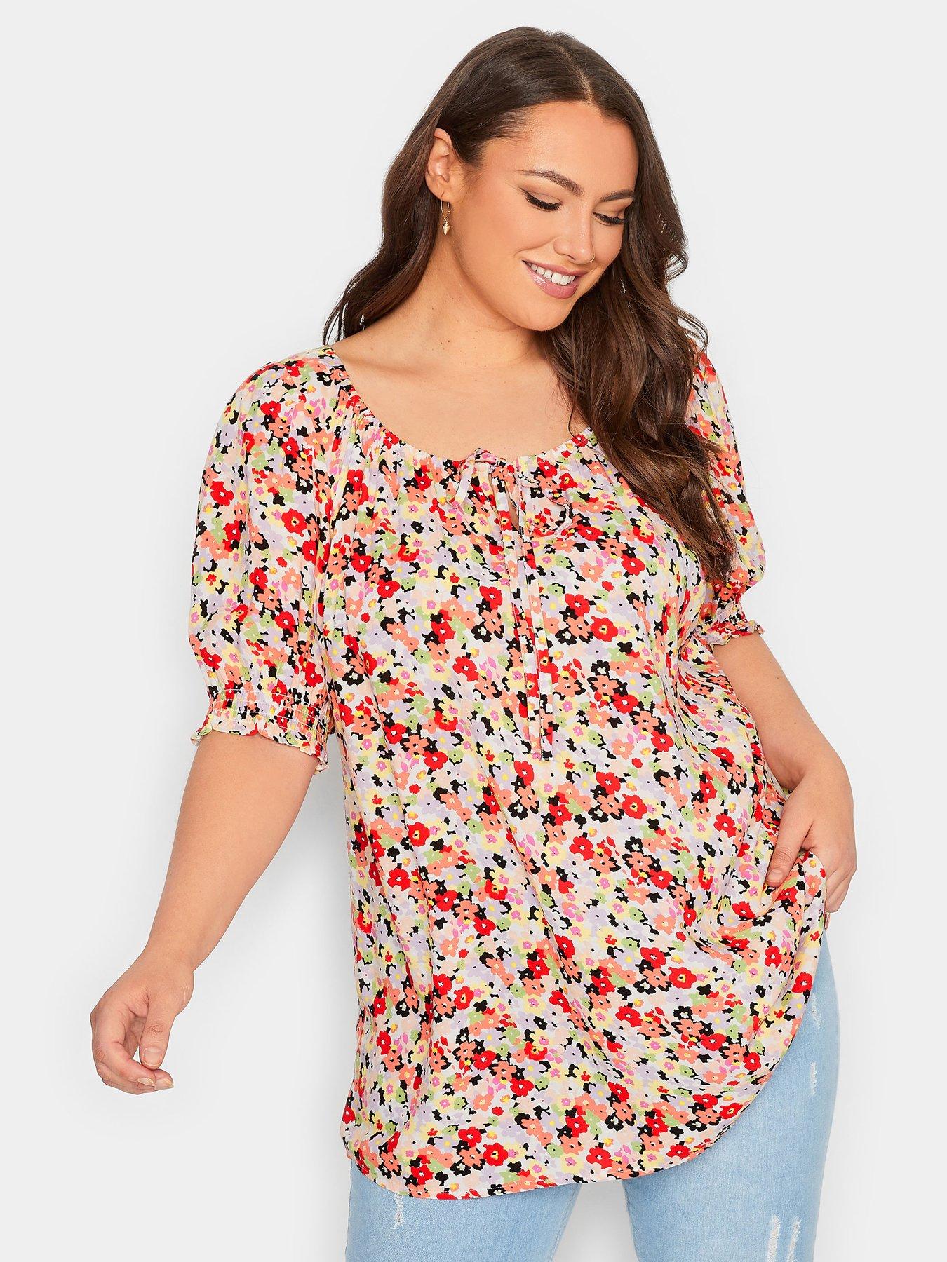 Yours Ditsy Gypsy Top - White/Red | Very