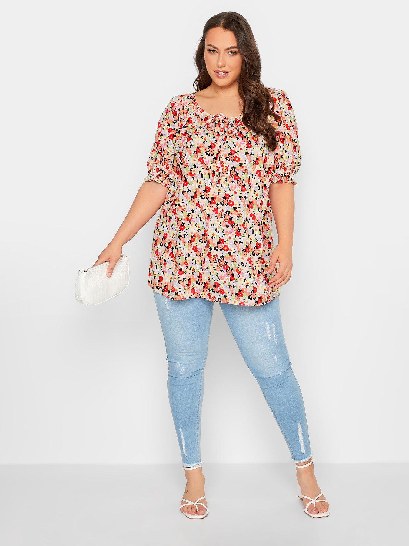 Yours Ditsy Gypsy Top - White/Red | Very