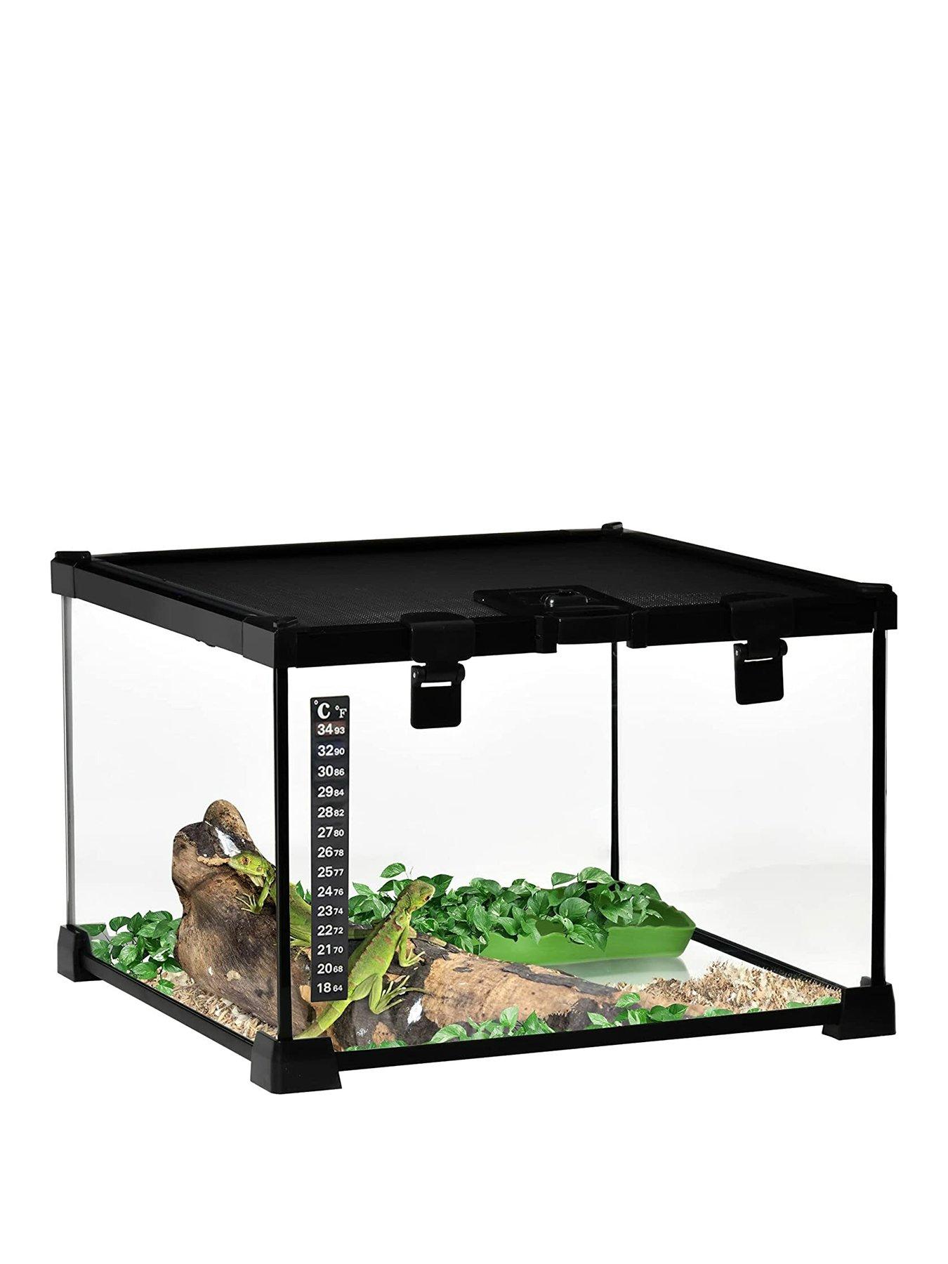 PawHut Reptile Terrarium for Lizards, Horned Frogs and Snakes - Black (30 x 30 x 20cm)