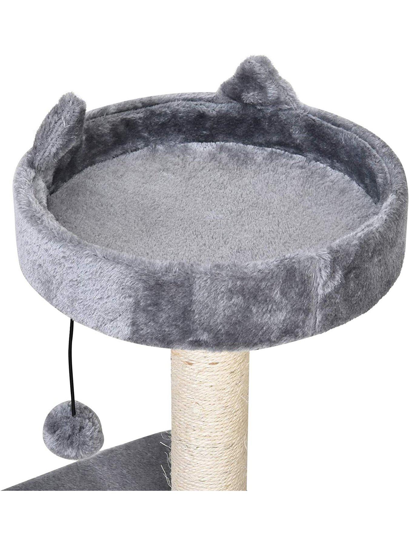 Image 4 of 7 of PawHut Cats 3-Tier Sisal Rope Scratching Post with Toys -&nbsp;Grey