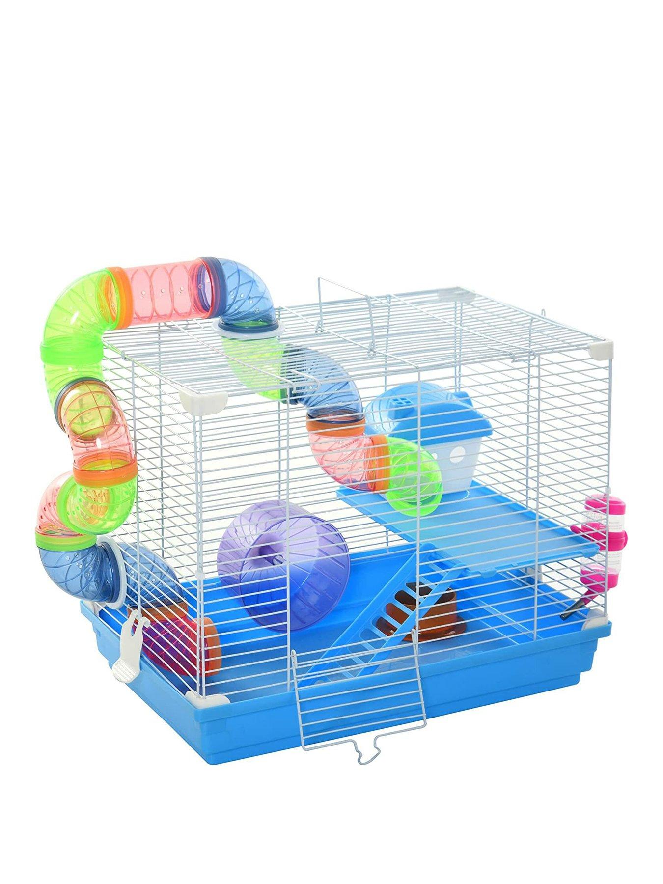 Product photograph of Pawhut Hamster Cage Carrier Small Animal House With Exercise Wheels Tunnel Tube from very.co.uk