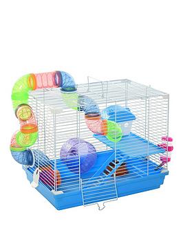 Product photograph of Pawhut Hamster Cage Carrier Small Animal House With Exercise Wheels Tunnel Tube from very.co.uk