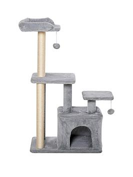 Product photograph of Pawhut Cat Tree Tower With Scratching Posts Sisal Hanging Ball Condo from very.co.uk