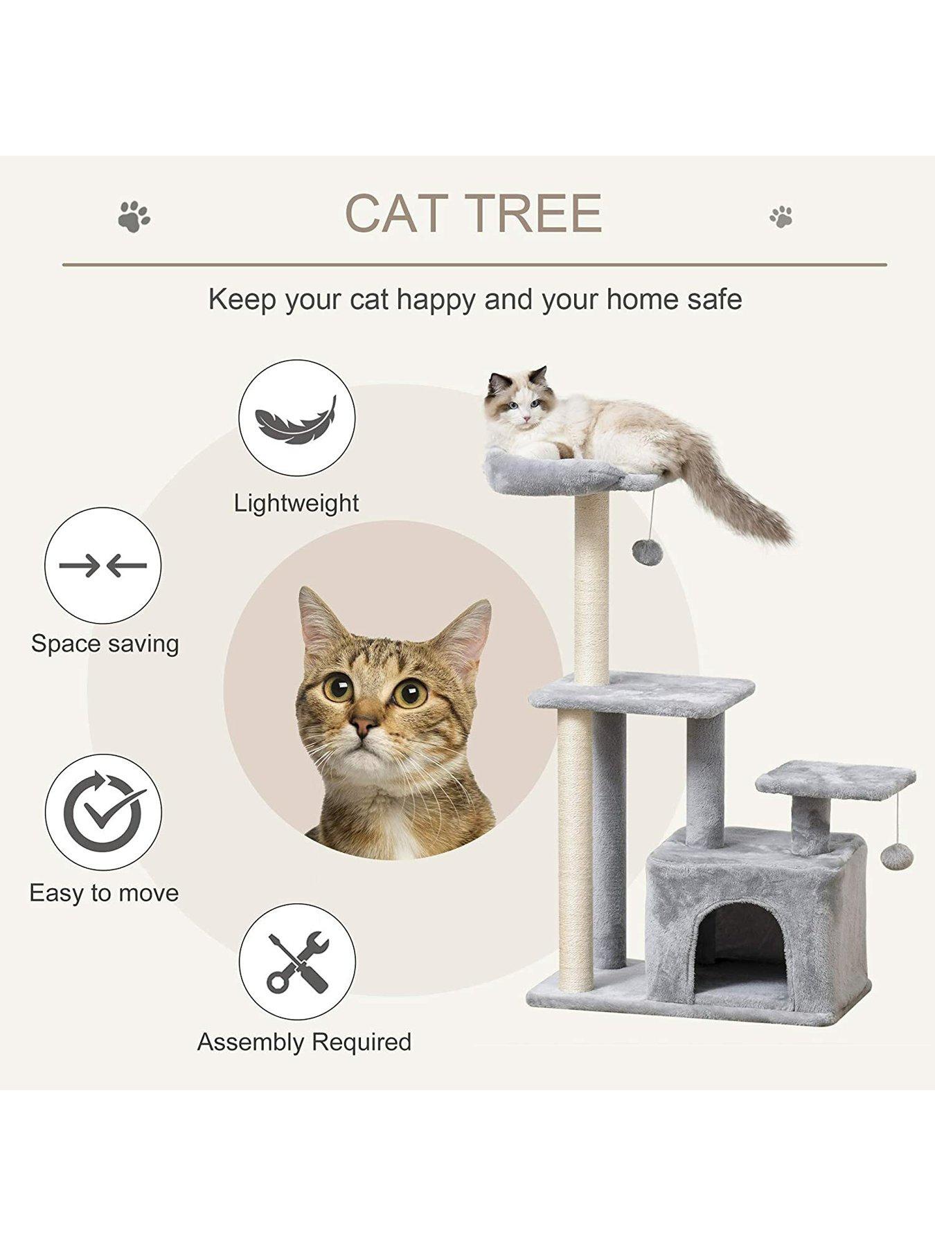 Image 4 of 7 of PawHut Cat Tree Tower with Scratching Posts Sisal Hanging Ball Condo