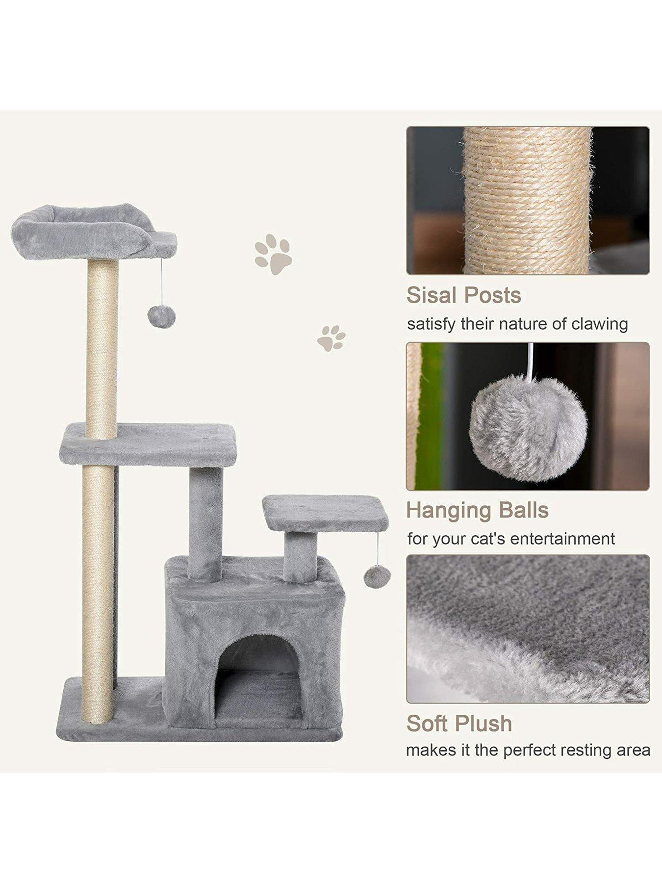 Image 5 of 7 of PawHut Cat Tree Tower with Scratching Posts Sisal Hanging Ball Condo