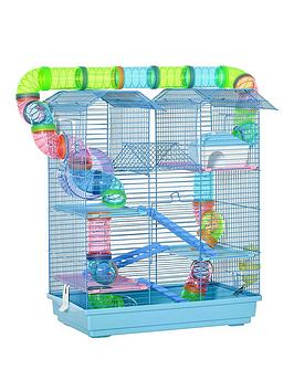 Product photograph of Pawhut Hamster Metal 5-tier Cage With Tunnels - Blue from very.co.uk
