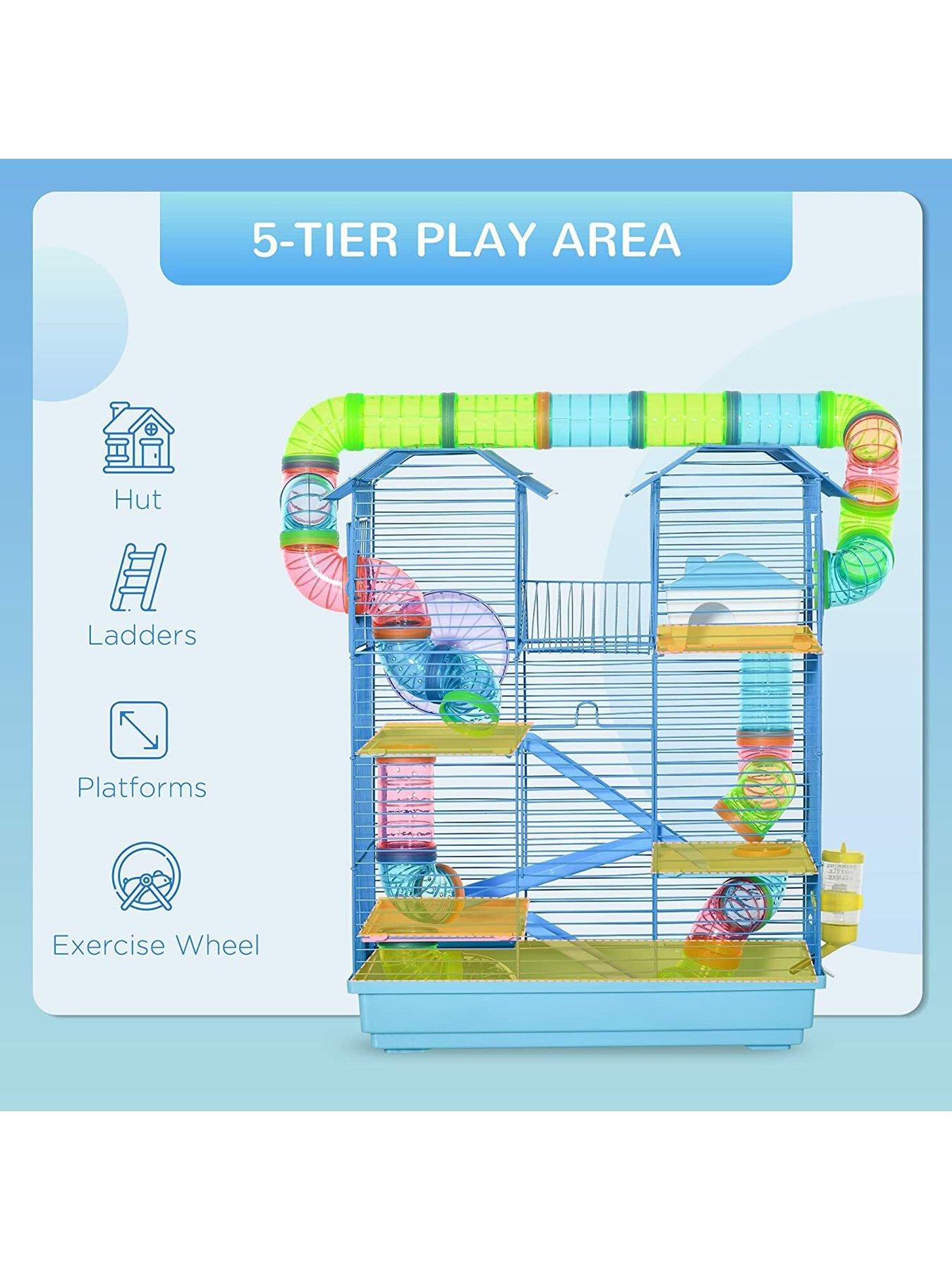 Image 4 of 7 of PawHut Hamster Metal 5-Tier Cage with Tunnels -&nbsp;Blue