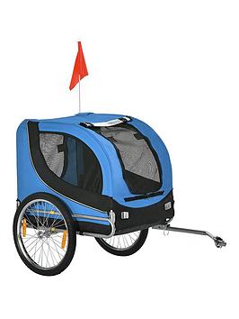 Product photograph of Pawhut Folding Bicycle Pet Trailer With Removable Cover - Blue from very.co.uk