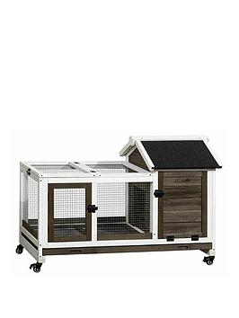 Product photograph of Pawhut Wooden Hutch With Wheels - For Rabbits Guinea Pigs And Small Animals from very.co.uk