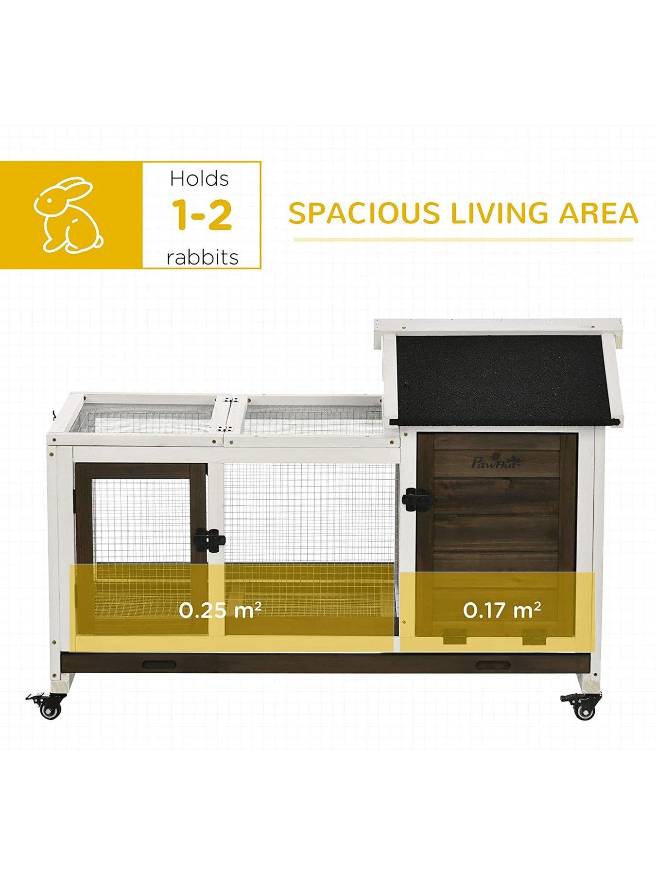Image 6 of 7 of PawHut Wooden&nbsp;Hutch with Wheels - for Rabbits, Guinea Pigs&nbsp;and Small Animals