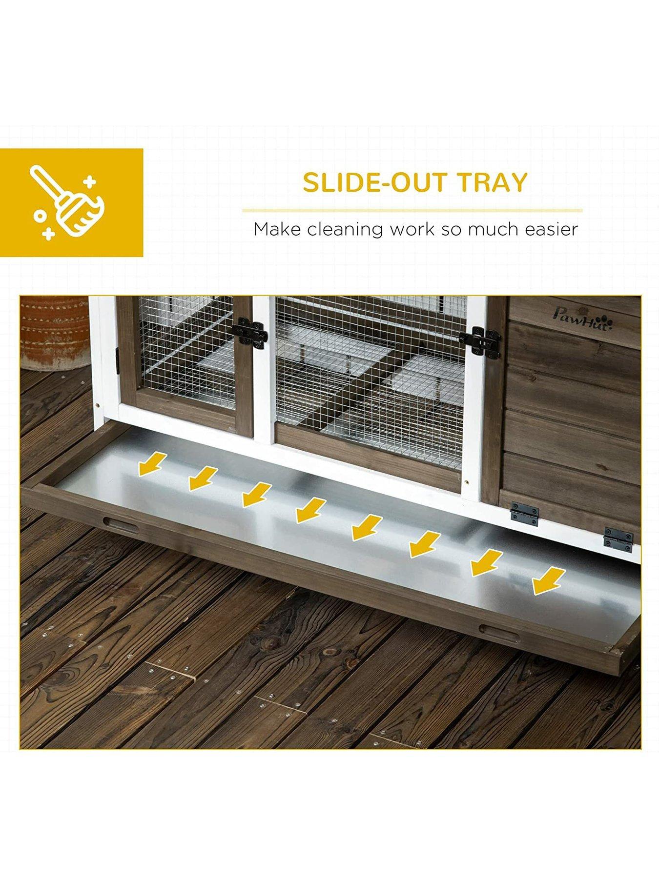 Image 7 of 7 of PawHut Wooden&nbsp;Hutch with Wheels - for Rabbits, Guinea Pigs&nbsp;and Small Animals